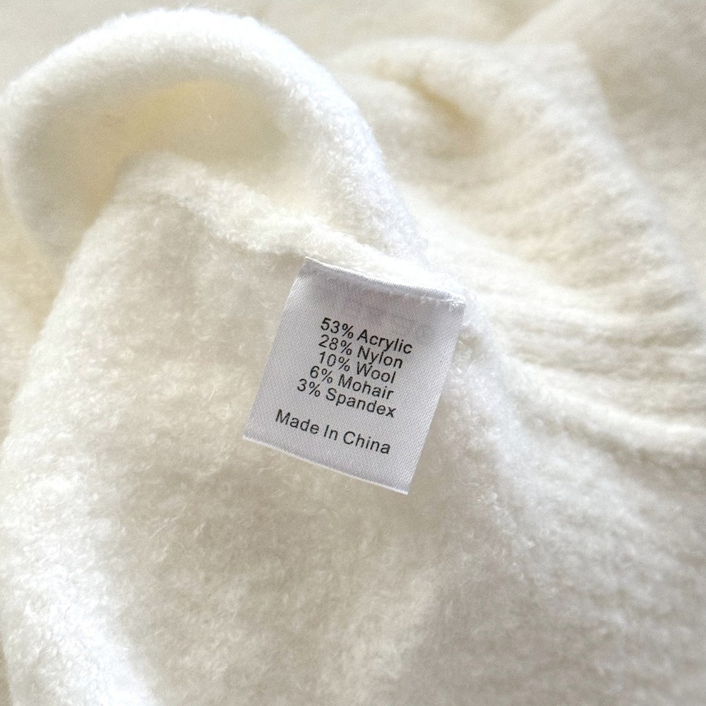 Tuckernuck Pippa Cardigan White Puff Shoulder Wool Mohair Blend Sweater XXL NWT - Picture 9 of 10